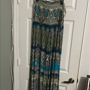 Coco Bianco Wide Leg Pants - Teal and Olive Paisley